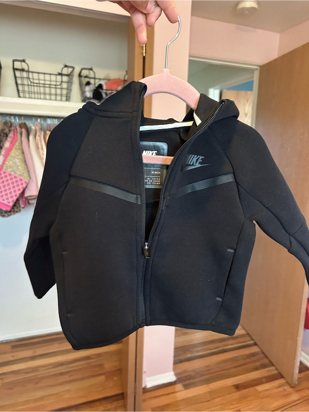 Nike Kids Black Hooded Puffer Zip Jacket